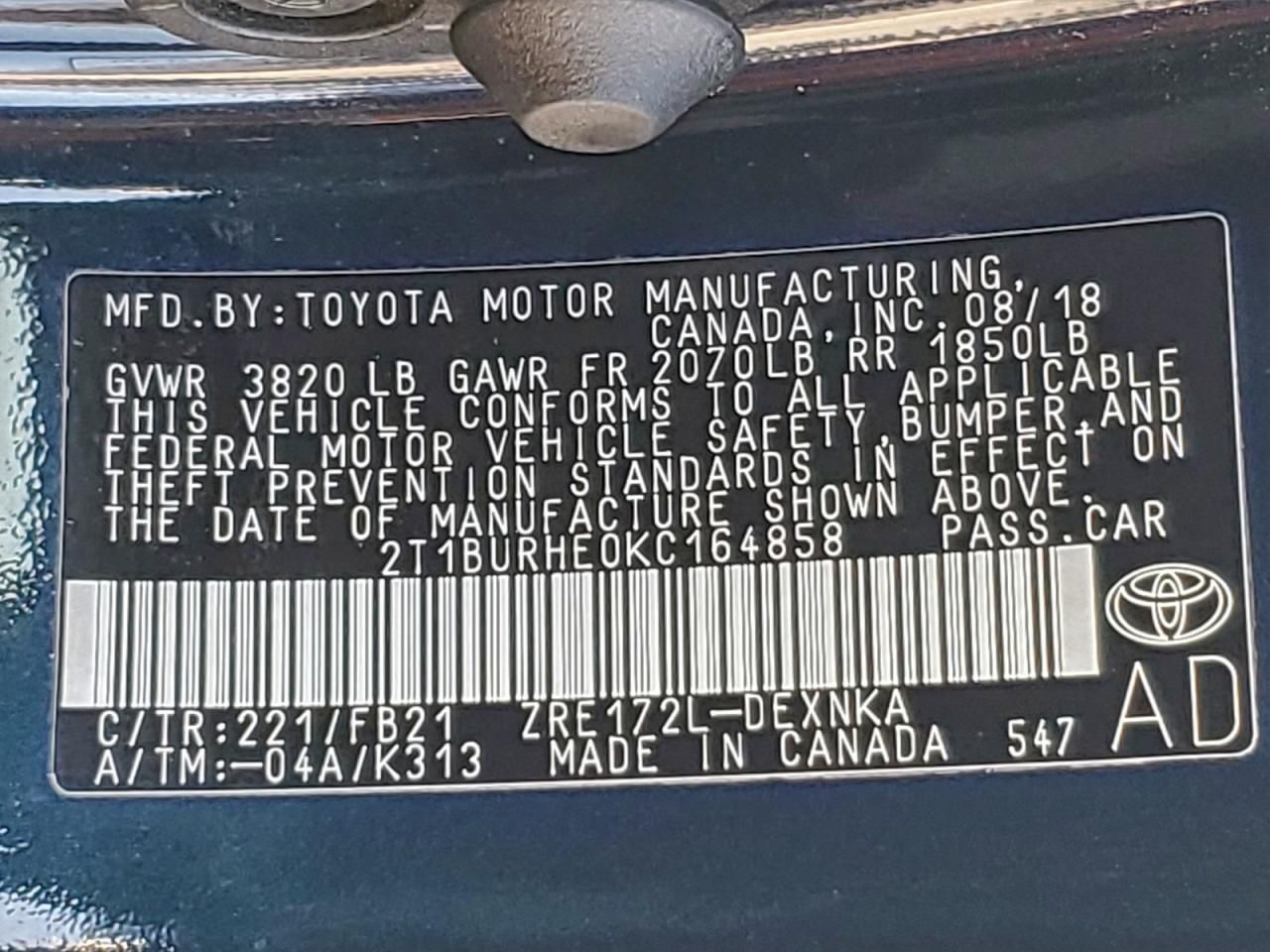 2019 Toyota Corolla l