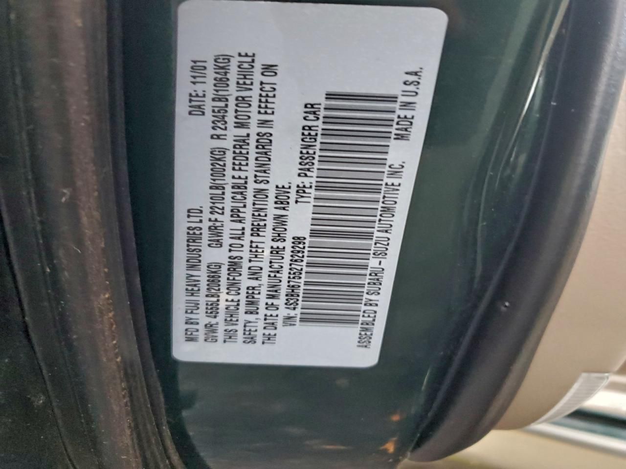 2002 Subaru Legacy Outback awp