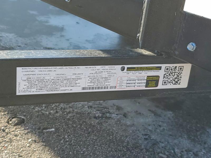 2025 Carry-On 6x12gwptl3k Utility Trailer