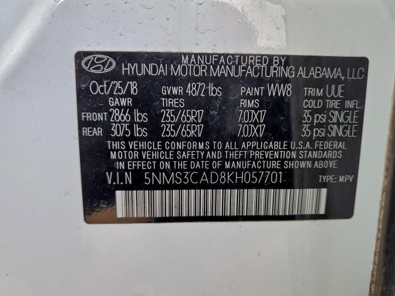 2019 Hyundai Santa fe sel