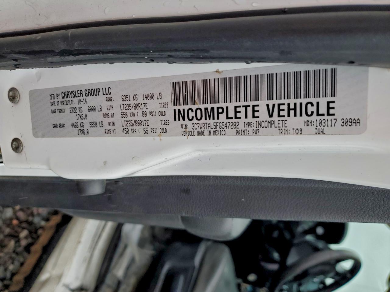 2015 Dodge RAM 3500 Truck Cab AND Chassis