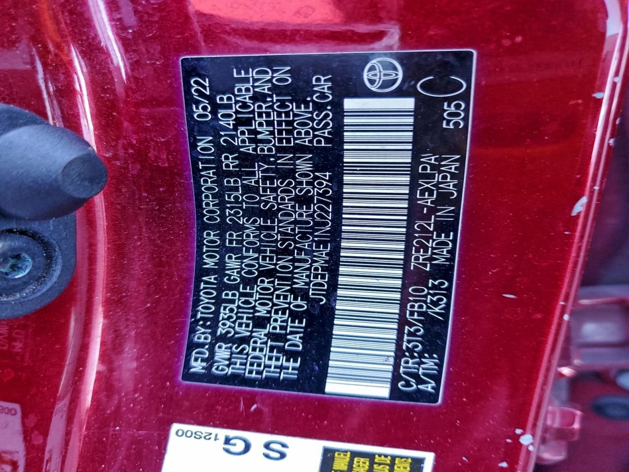 2022 Toyota Corolla le