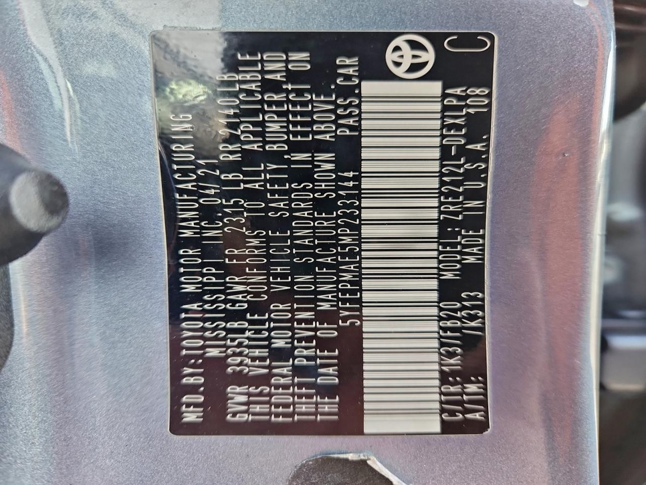 2021 Toyota Corolla le