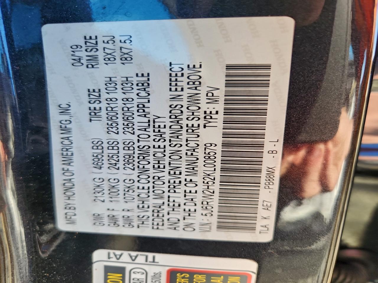 2019 Honda Cr-v ex