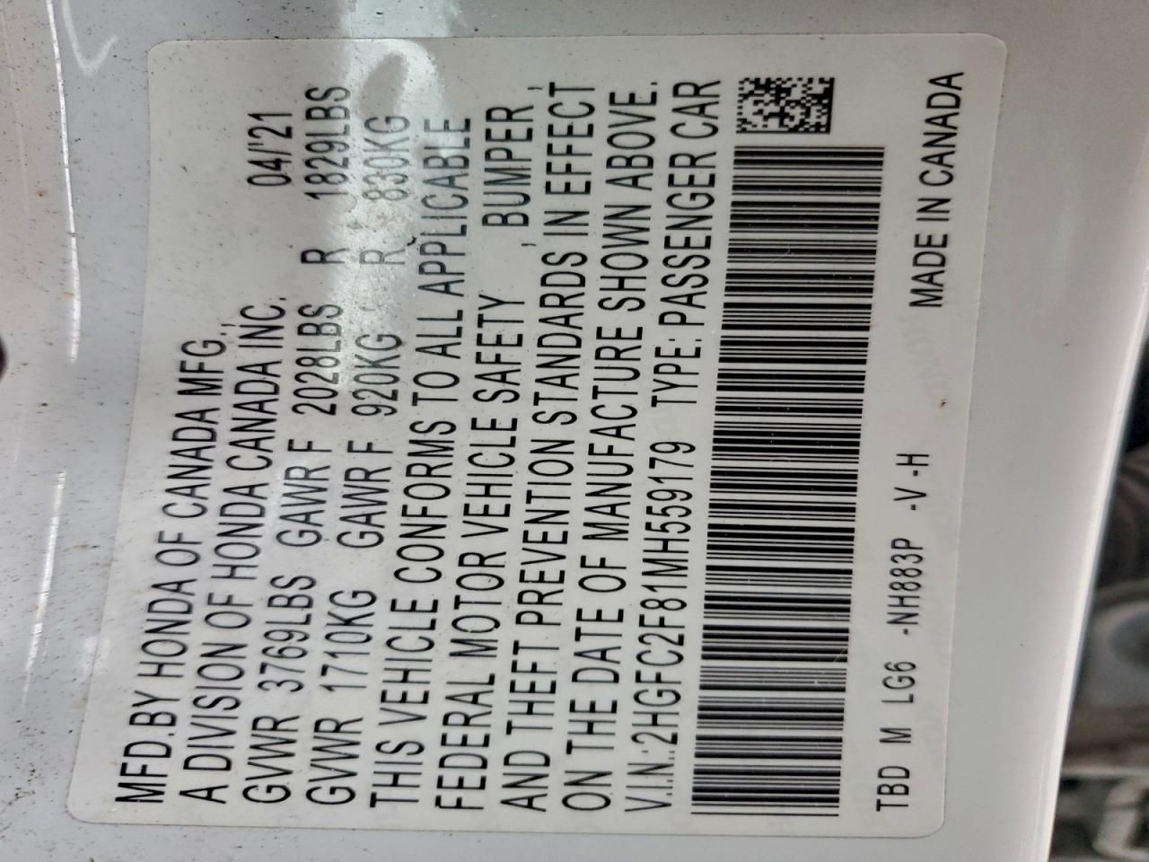 2021 Honda Civic Sport