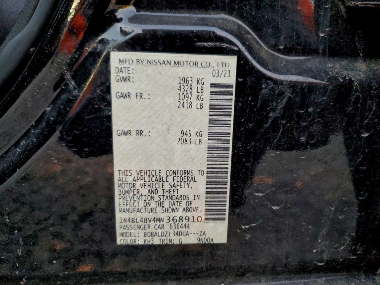 2021 Nissan Altima 2.5 s