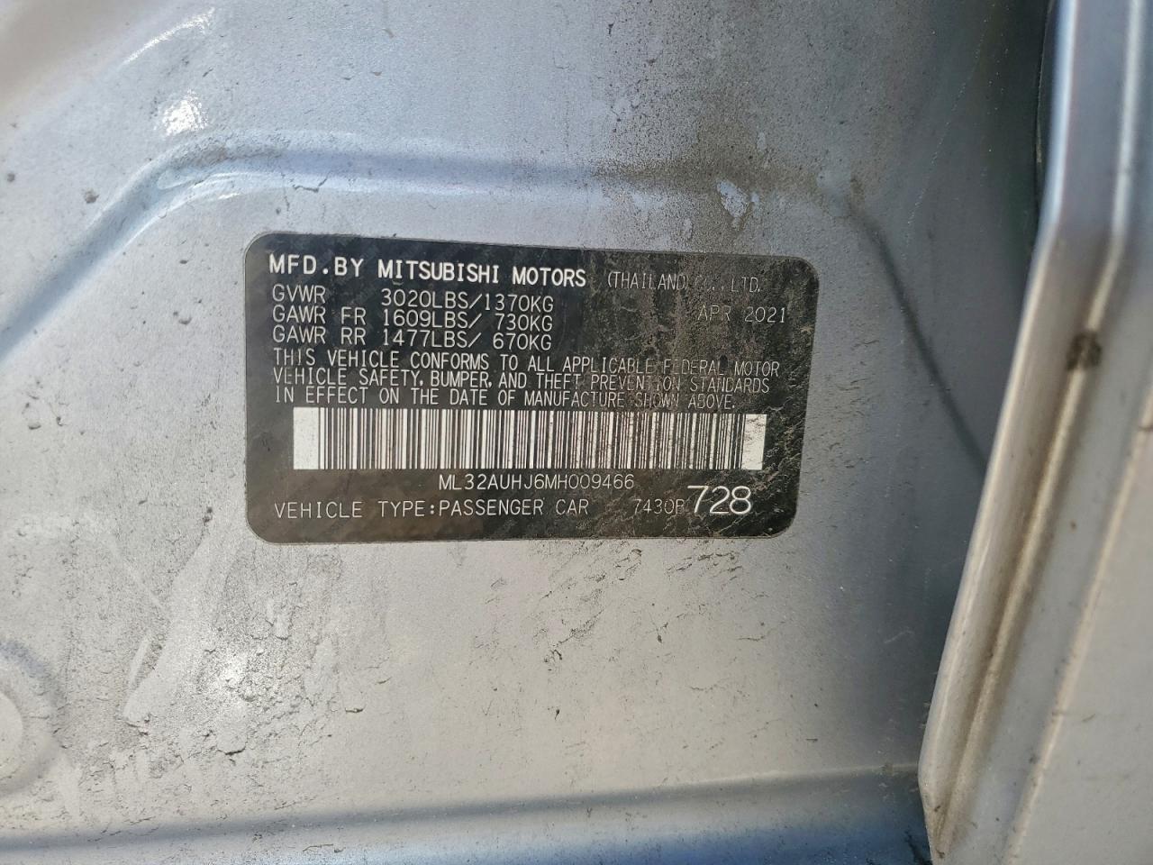 2021 Mitsubishi Mirage es