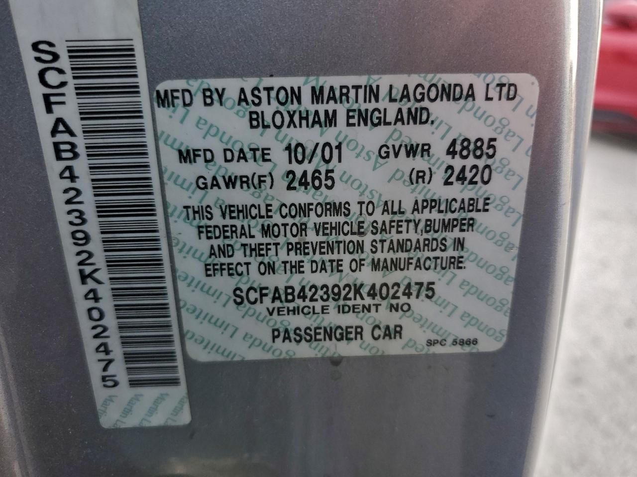 2002 Aston Martin DB7 Vantage