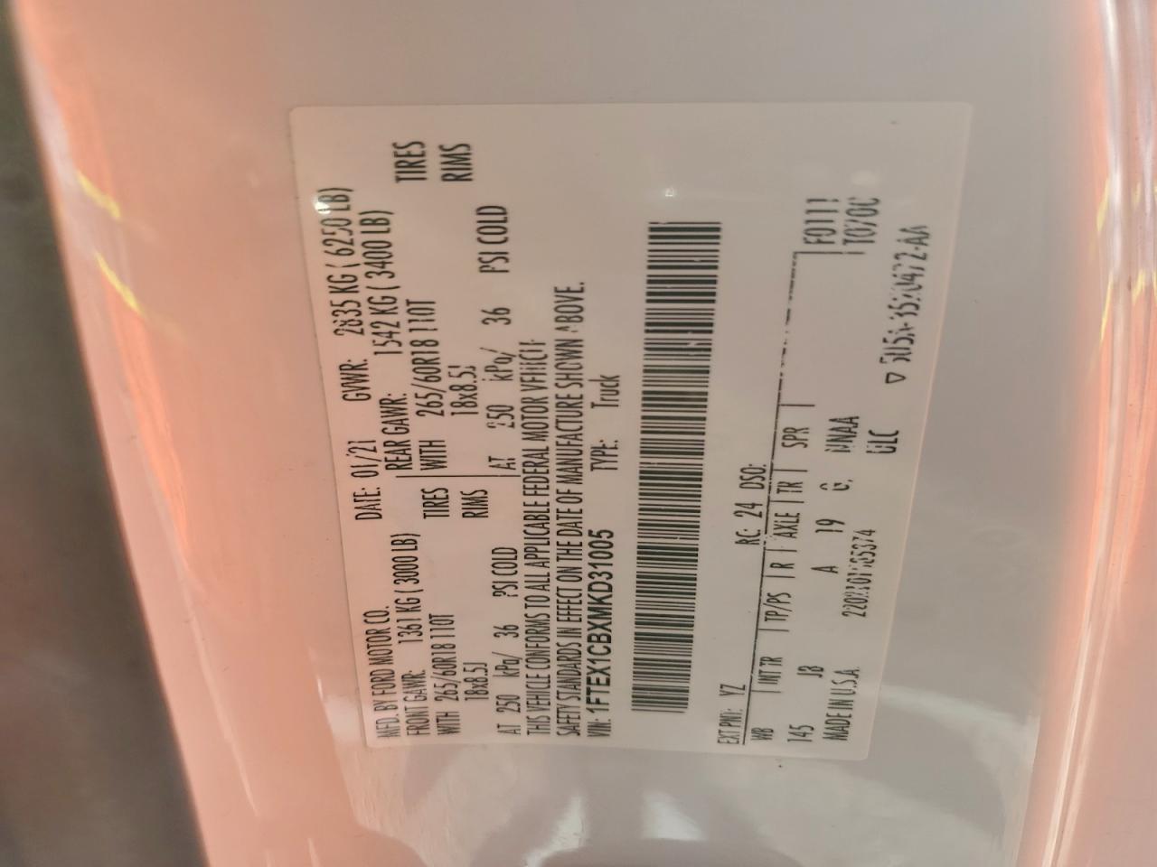 2021 Ford F150 Super Cab