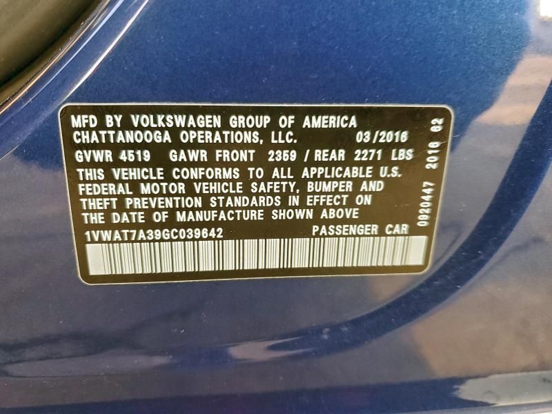 2016 Volkswagen Passat s