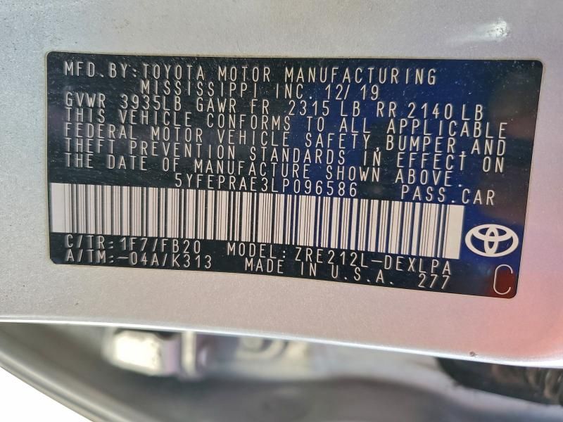 2020 Toyota Corolla le