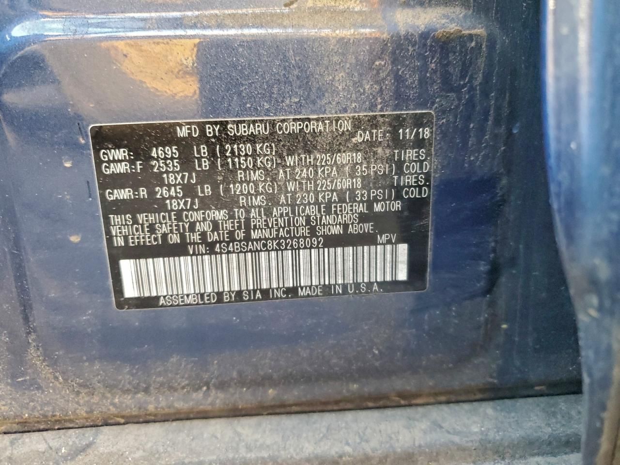 2019 Subaru Outback 2.5i Limited