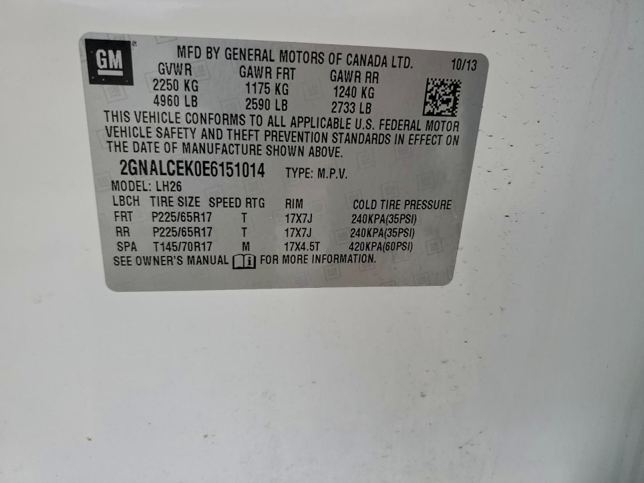 2014 Chevrolet Equinox lt