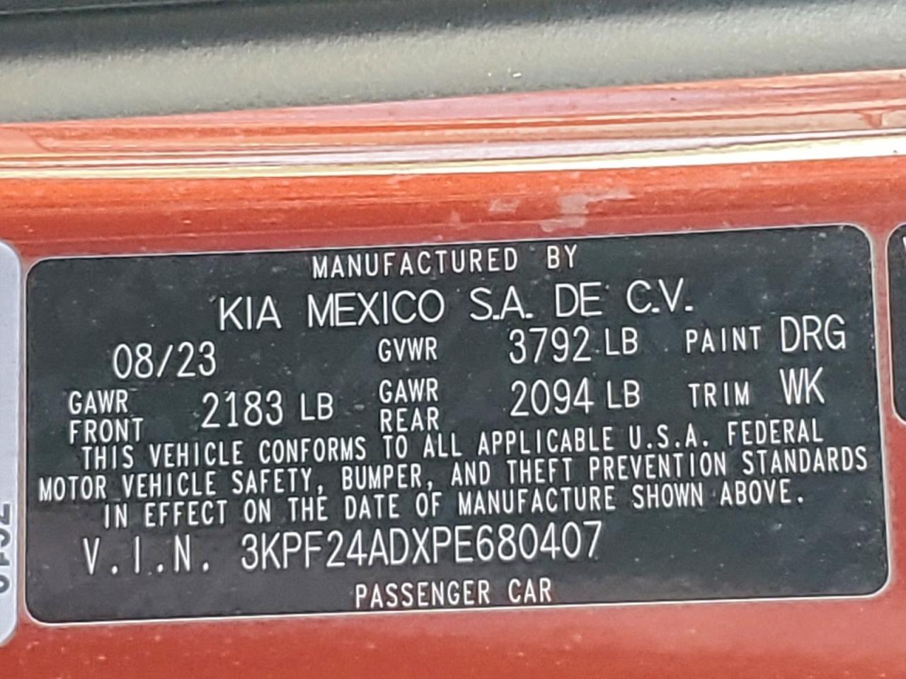2023 KIA Forte lx