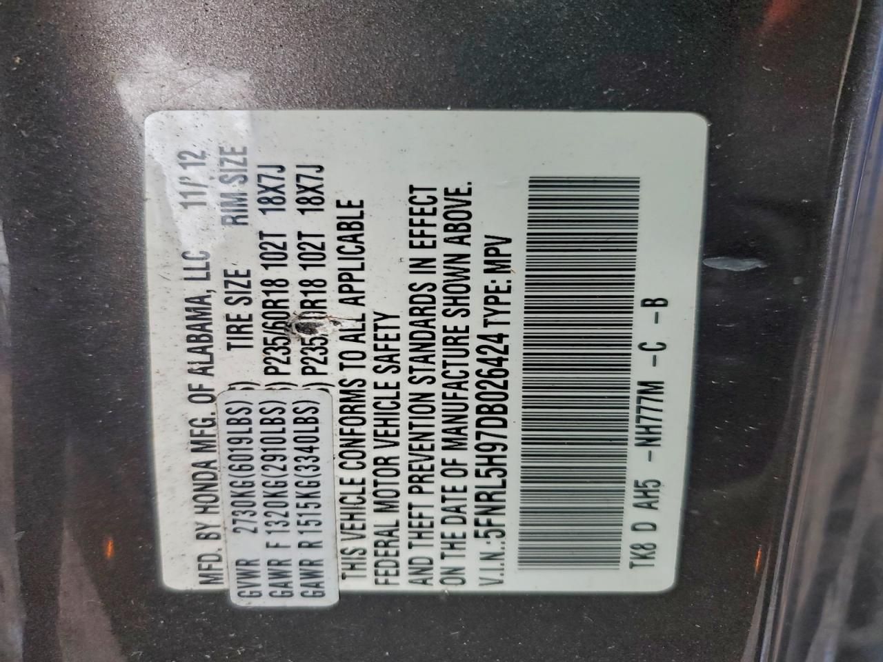 2013 Honda Odyssey Touring