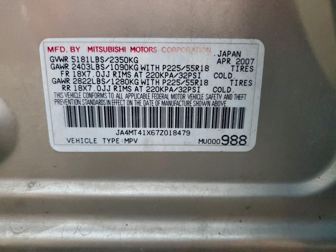 2007 Mitsubishi Outlander xls