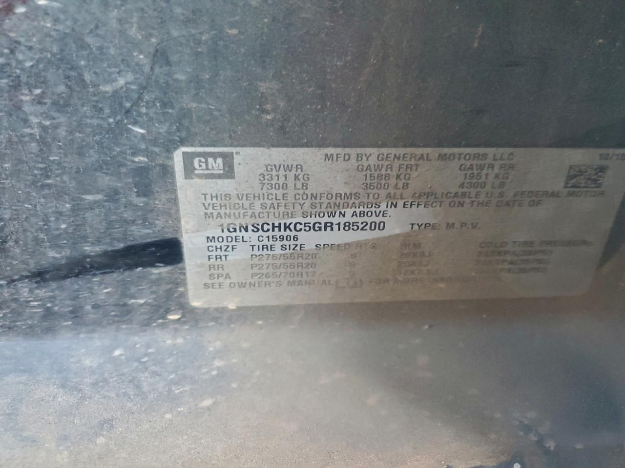 2016 Chevrolet Suburban C1500 lt