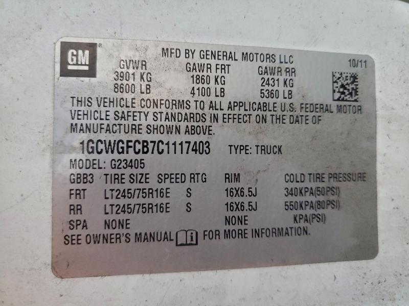 2012 Chevrolet Express 2500 Utility / Service Van