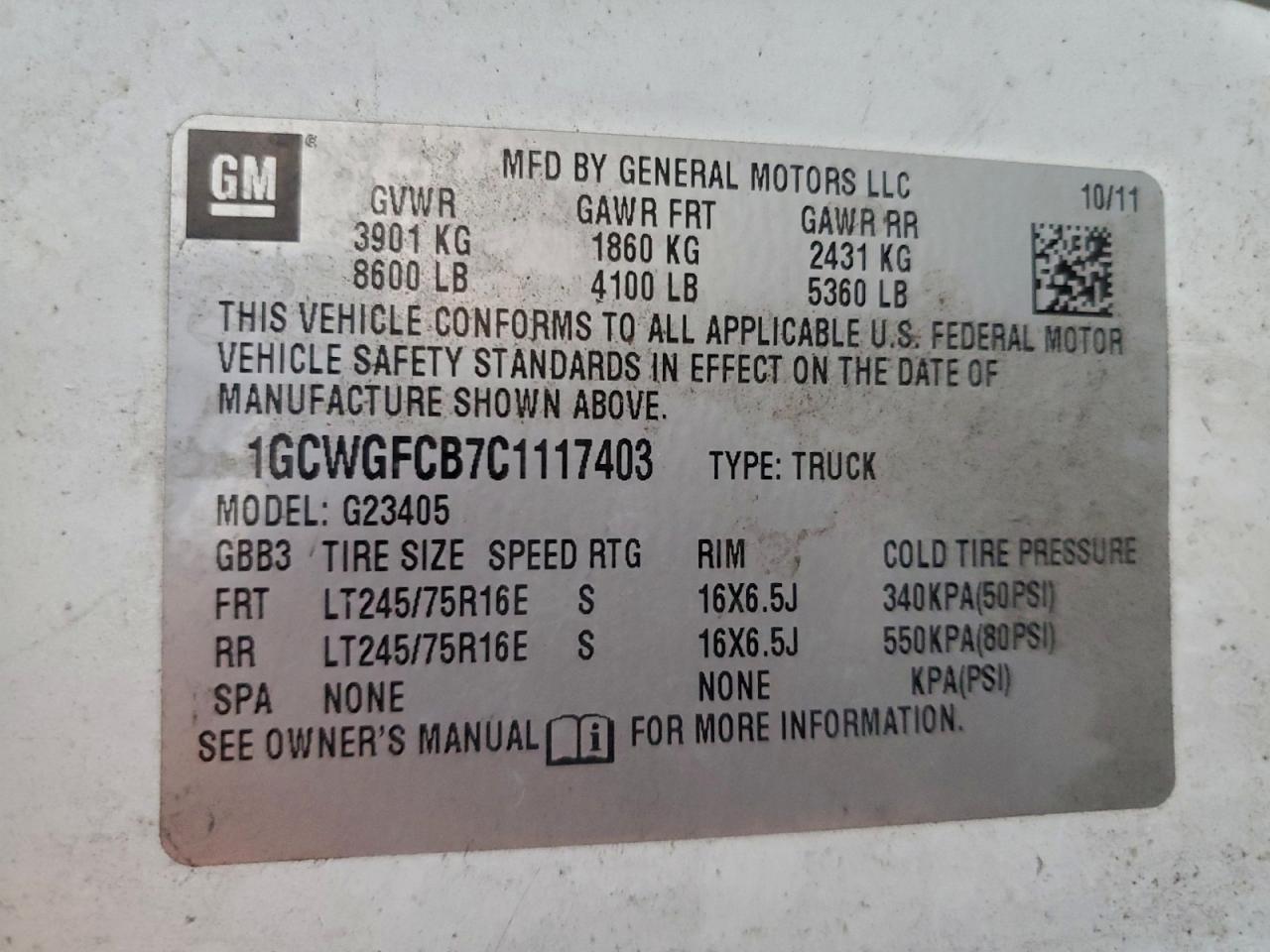 2012 Chevrolet Express 2500 Utility / Service Van