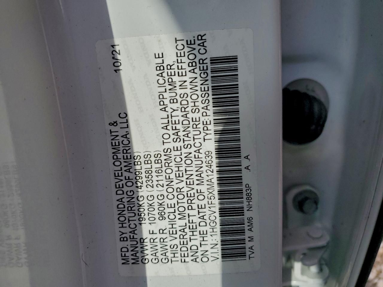 2021 Honda Accord exl