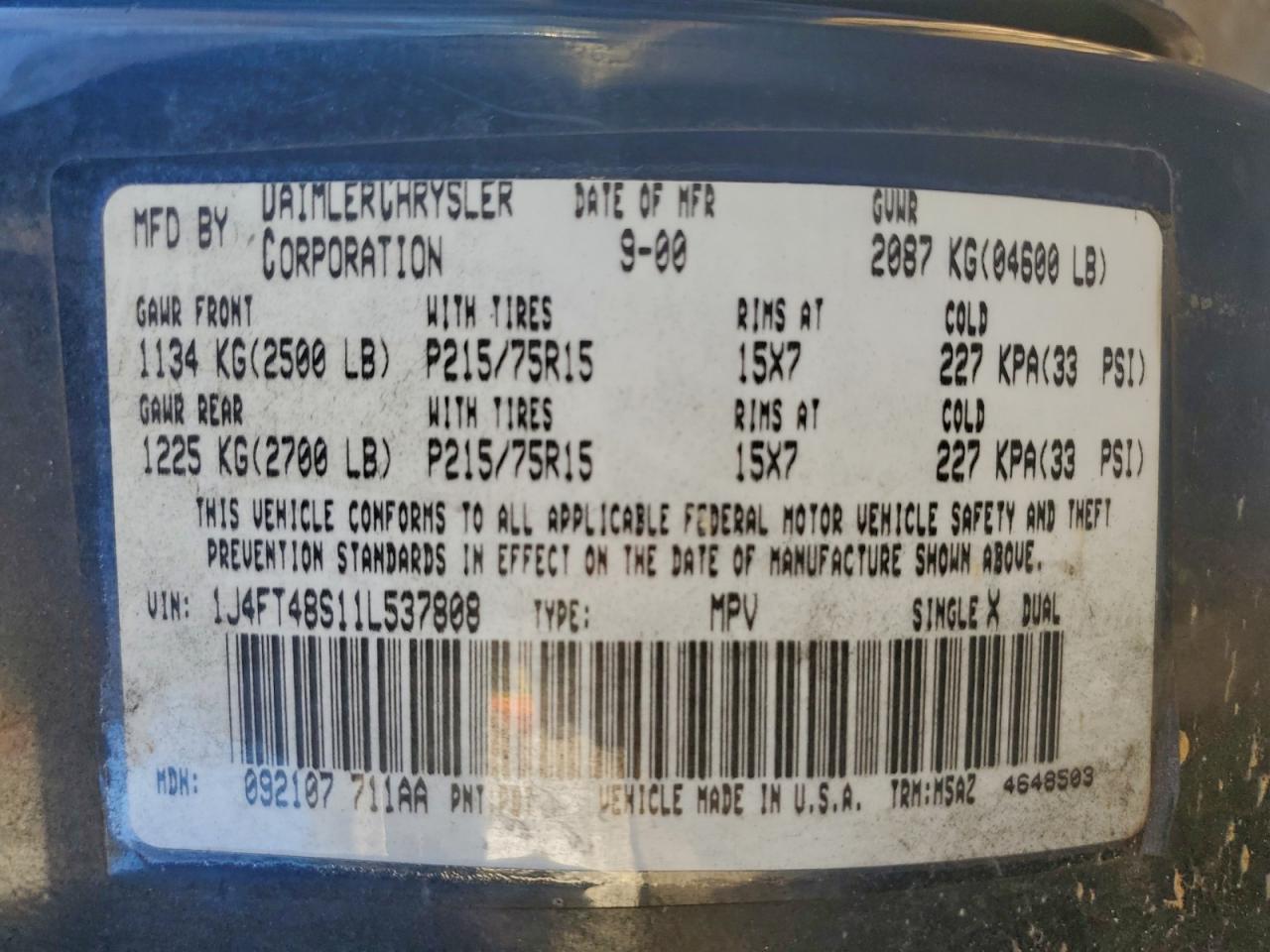 2001 Jeep Cherokee Sport