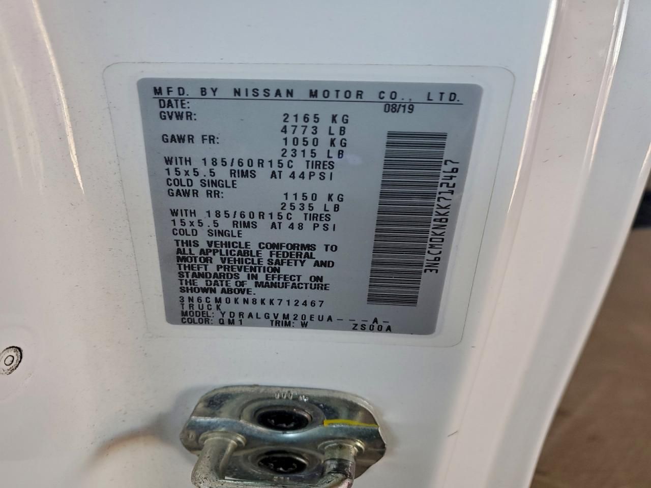 2019 Nissan NV200 2.5S