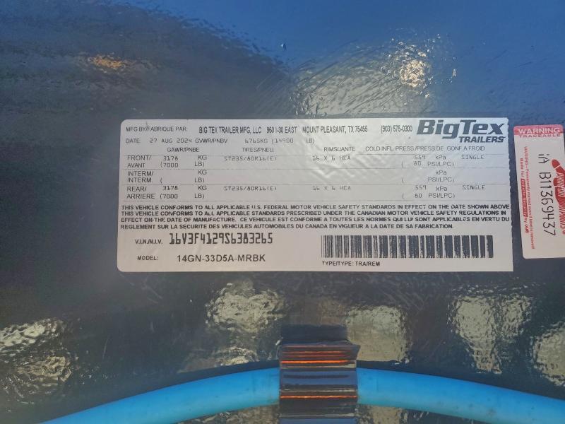 2025 Bgtx 2025 BIG TEX 14GN-33D5A-MRBK Equipment Trailer