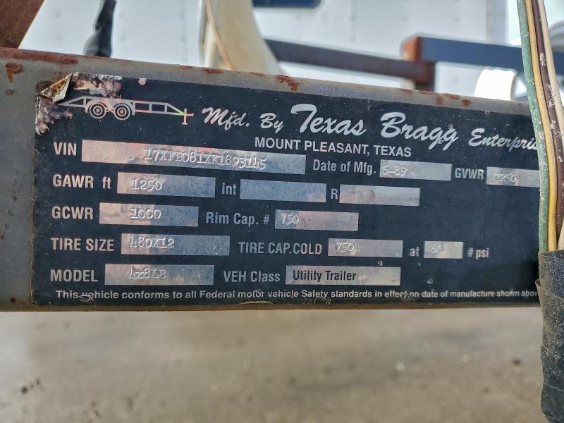 1993 Texas Bragg 4x8lb Utility Trailer