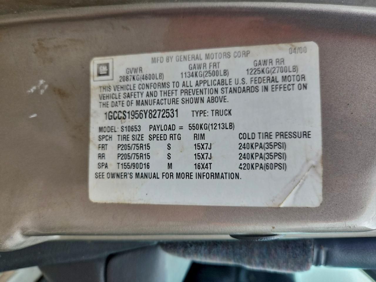 2000 Chevrolet S Truck S10