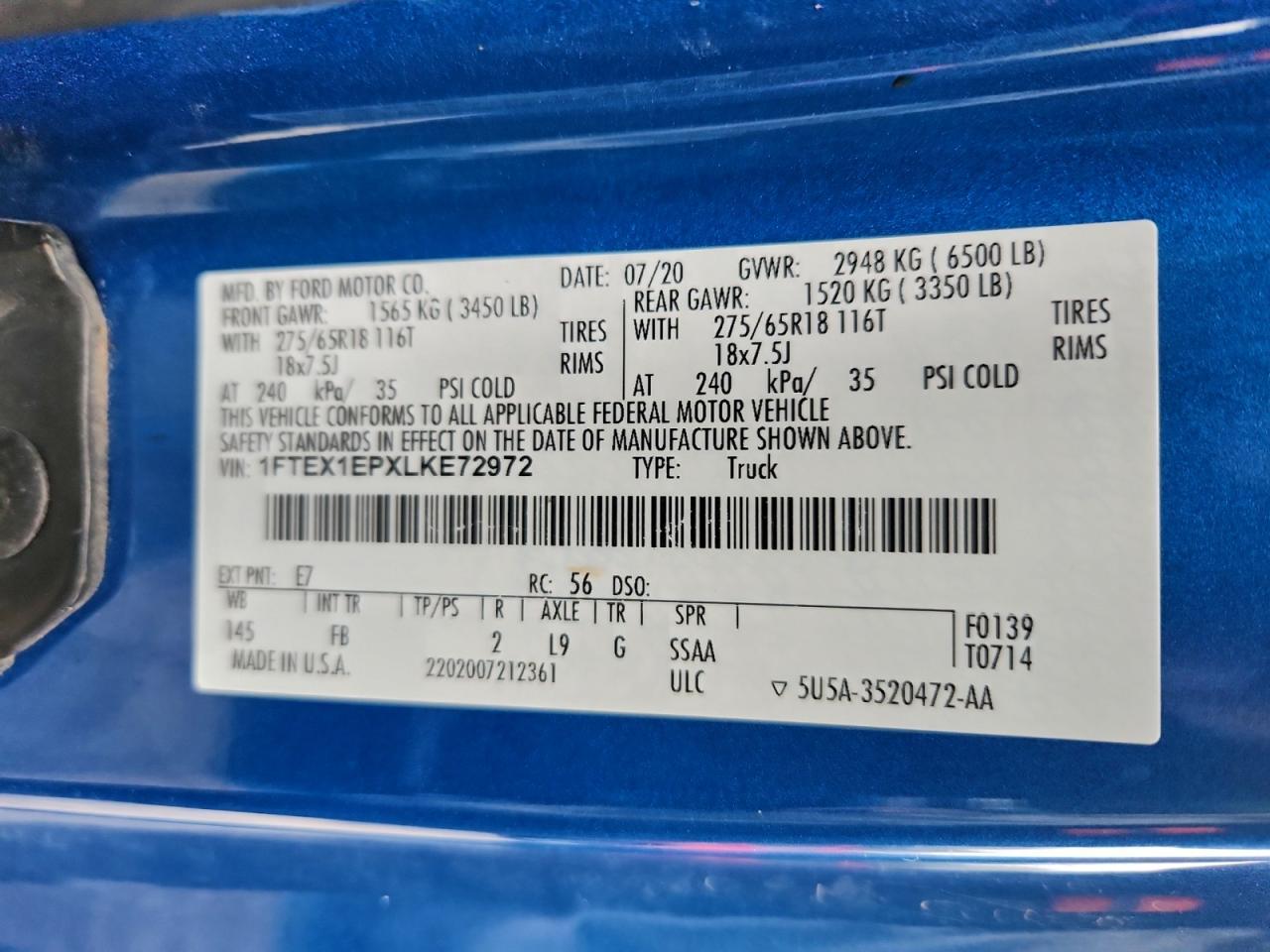 2020 Ford F150 Super Cab