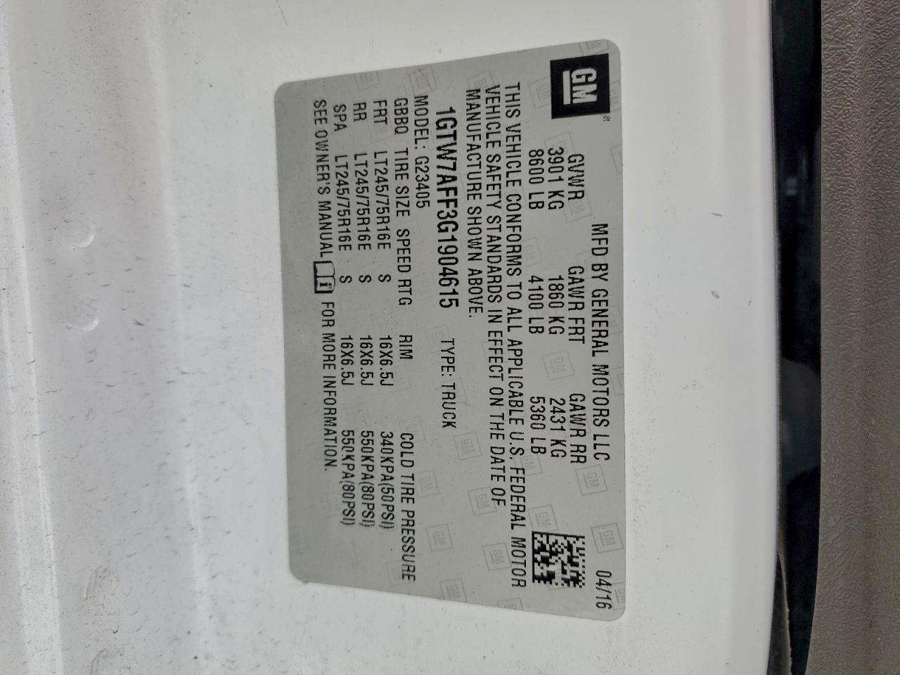 2016 GMC Savana G2500