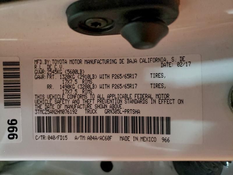 2017 Toyota Tacoma Double cab