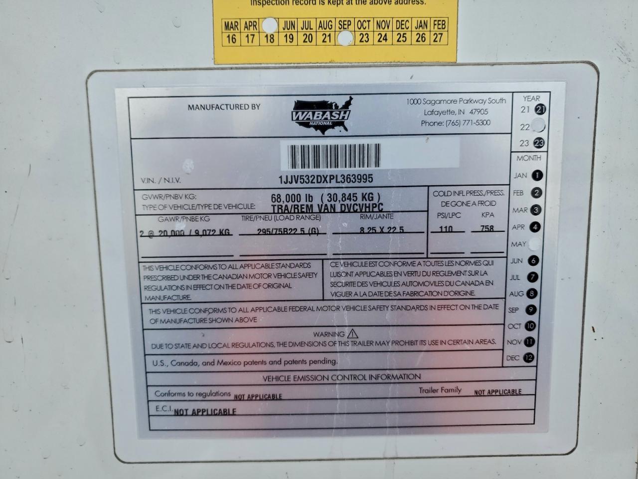 2023 Wabash Dvcvhpc DRY Van Trailer
