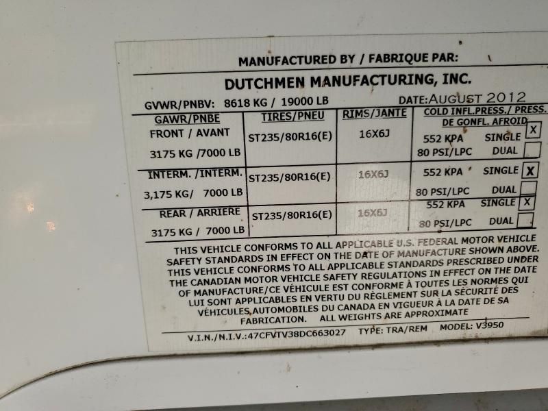 2013 Dutchmen Travel Trailer