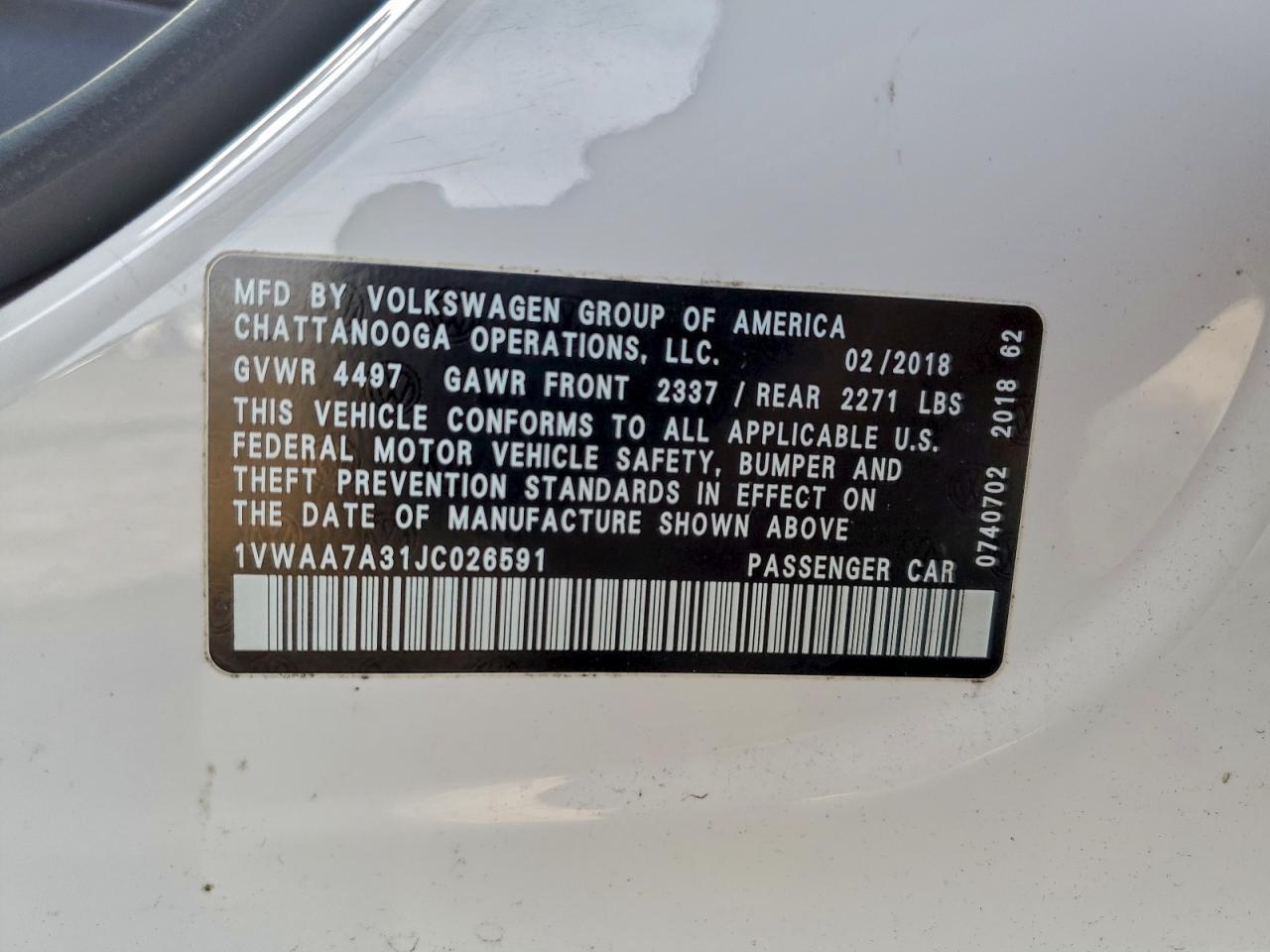 2018 Volkswagen Passat s