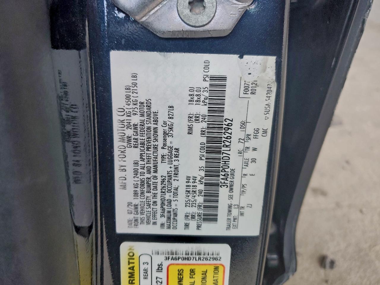 2020 Ford Fusion se