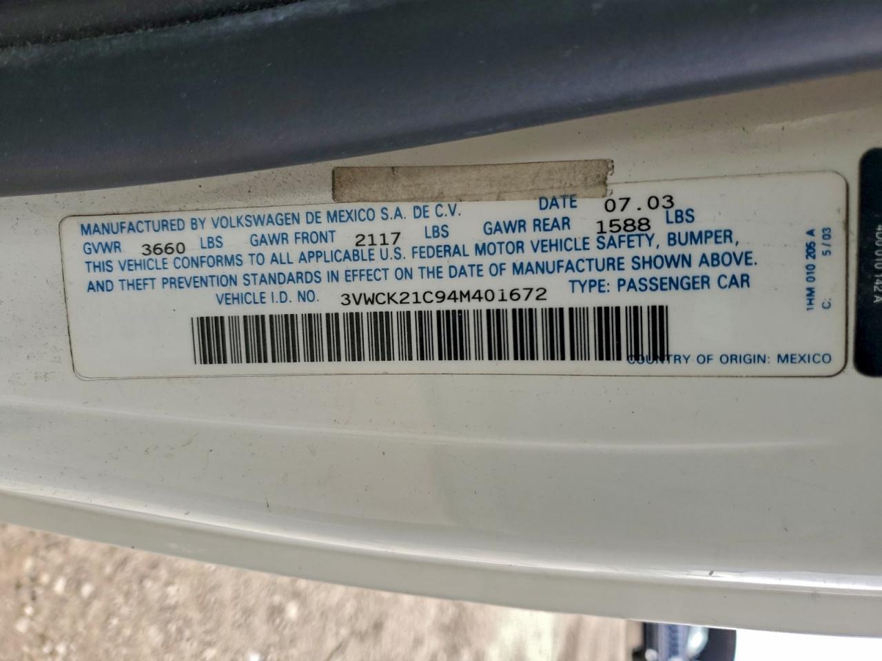 2004 Volkswagen New Beetle gls