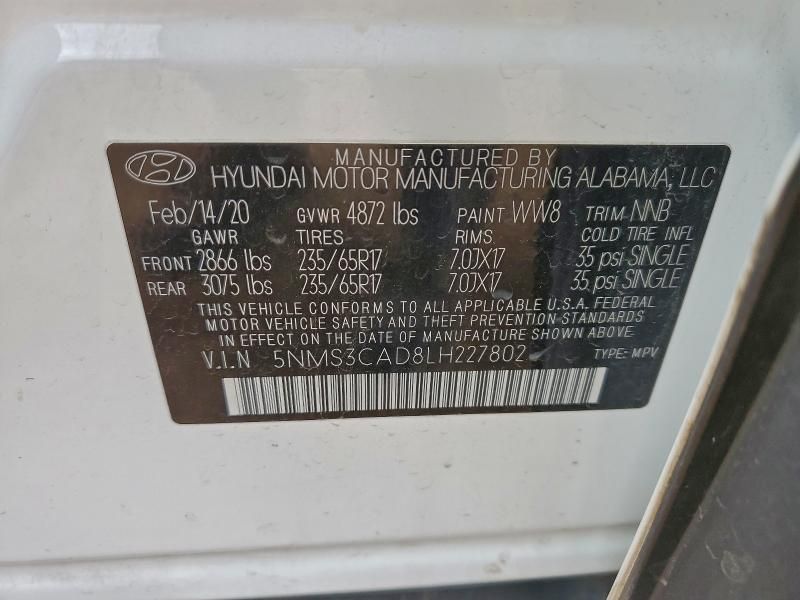 2020 Hyundai Santa fe sel