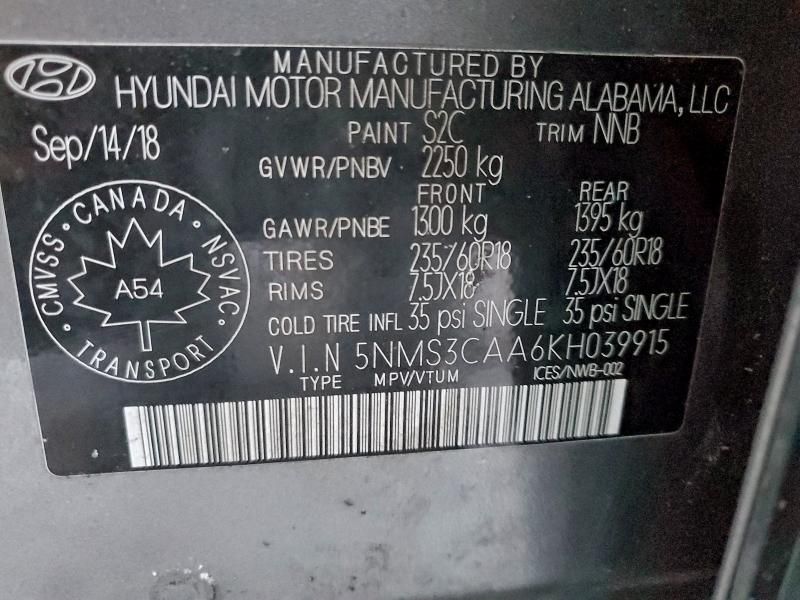 2019 Hyundai Santa fe sel