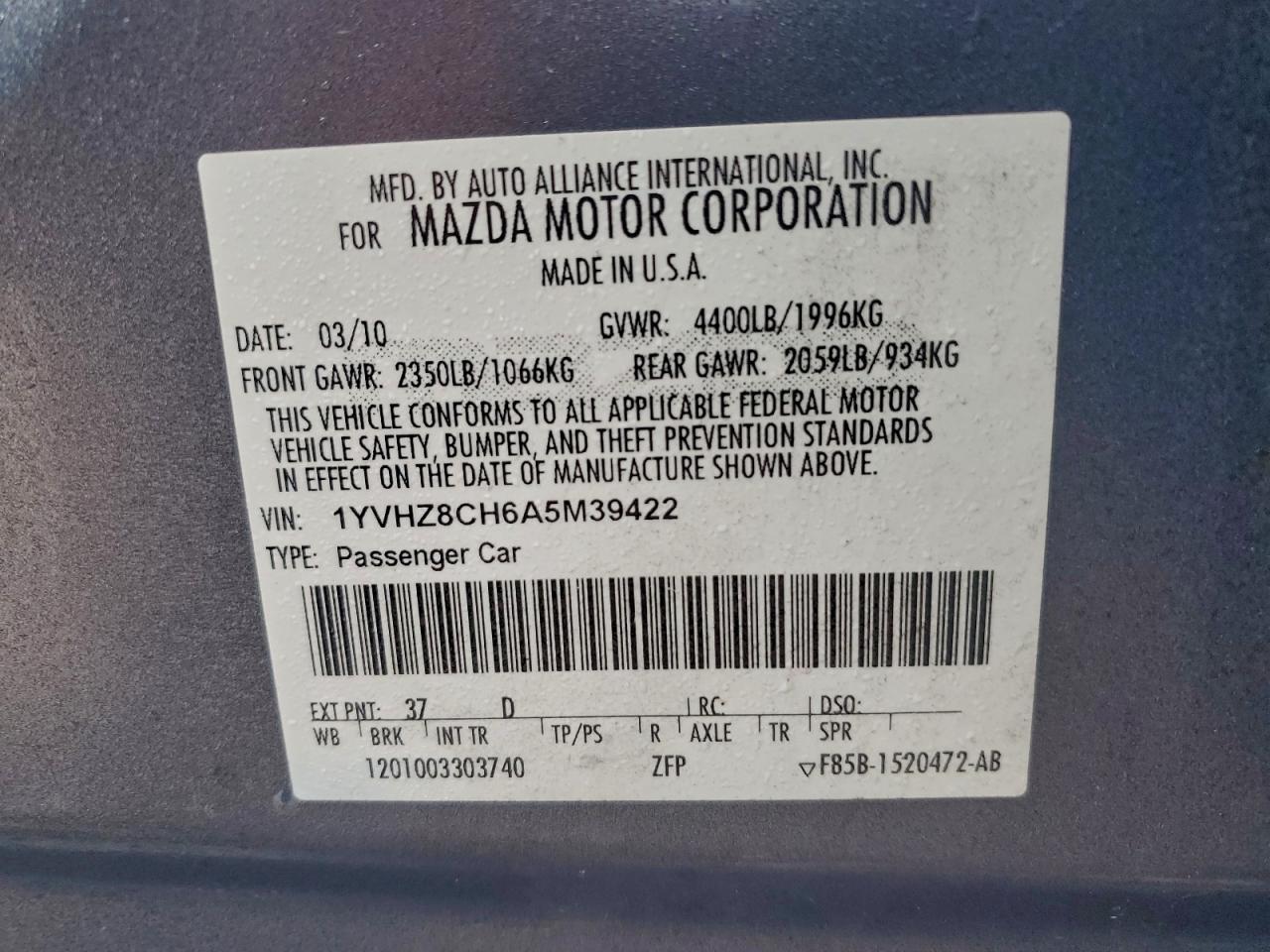 2010 Mazda 6 I