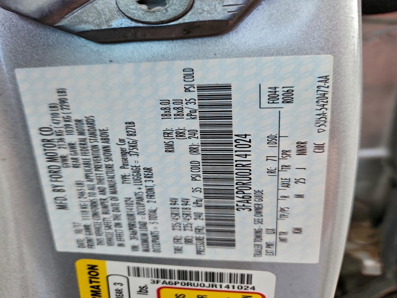 2018 Ford Fusion Titanium/platinum hev