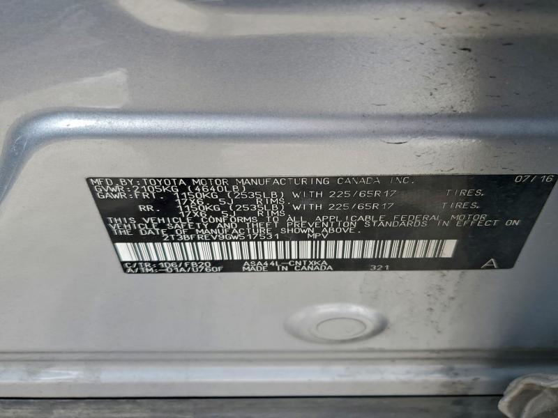 2016 Toyota Rav4 le