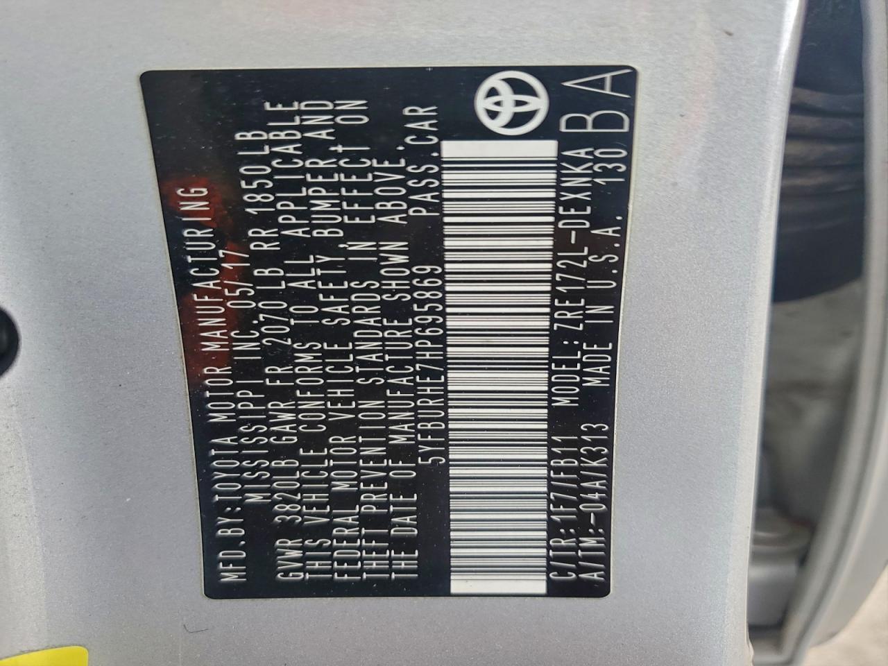 2017 Toyota Corolla l