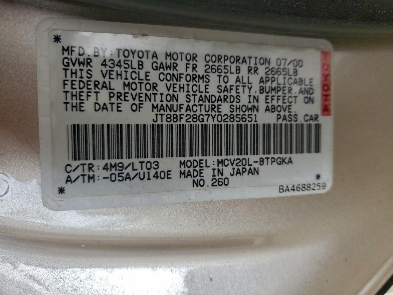 2000 Lexus Es 300