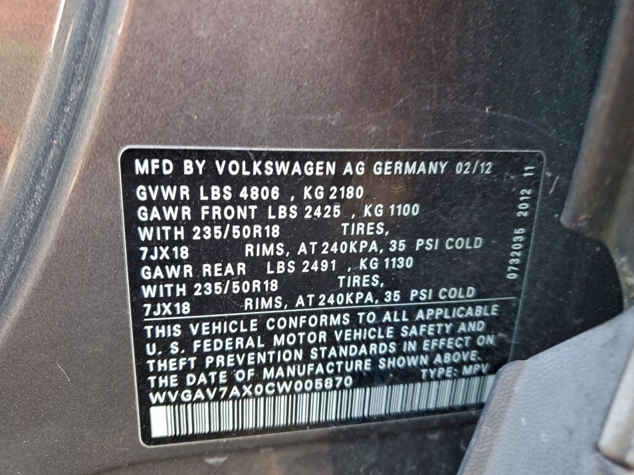 2012 Volkswagen Tiguan s