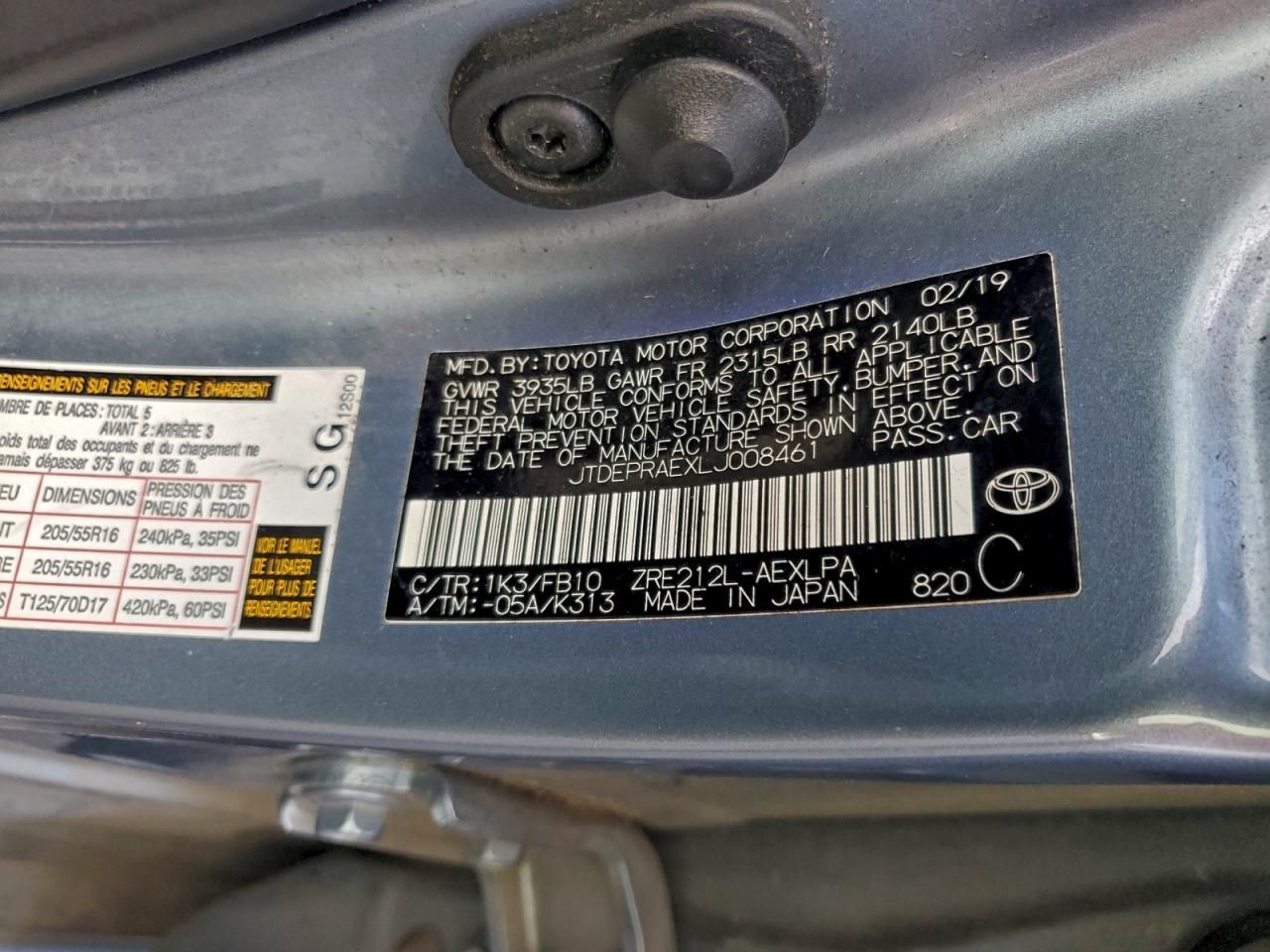 2020 Toyota Corolla le