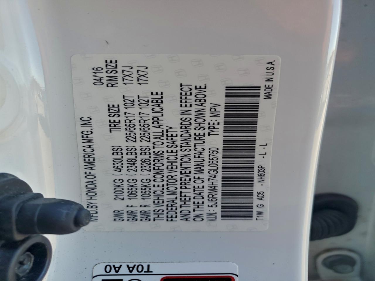 2016 Honda Cr-v exl