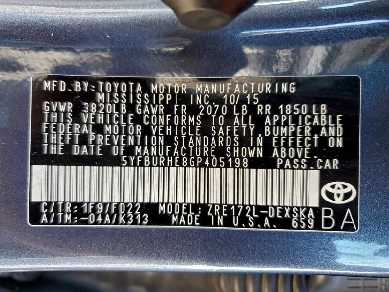 2016 Toyota Corolla l