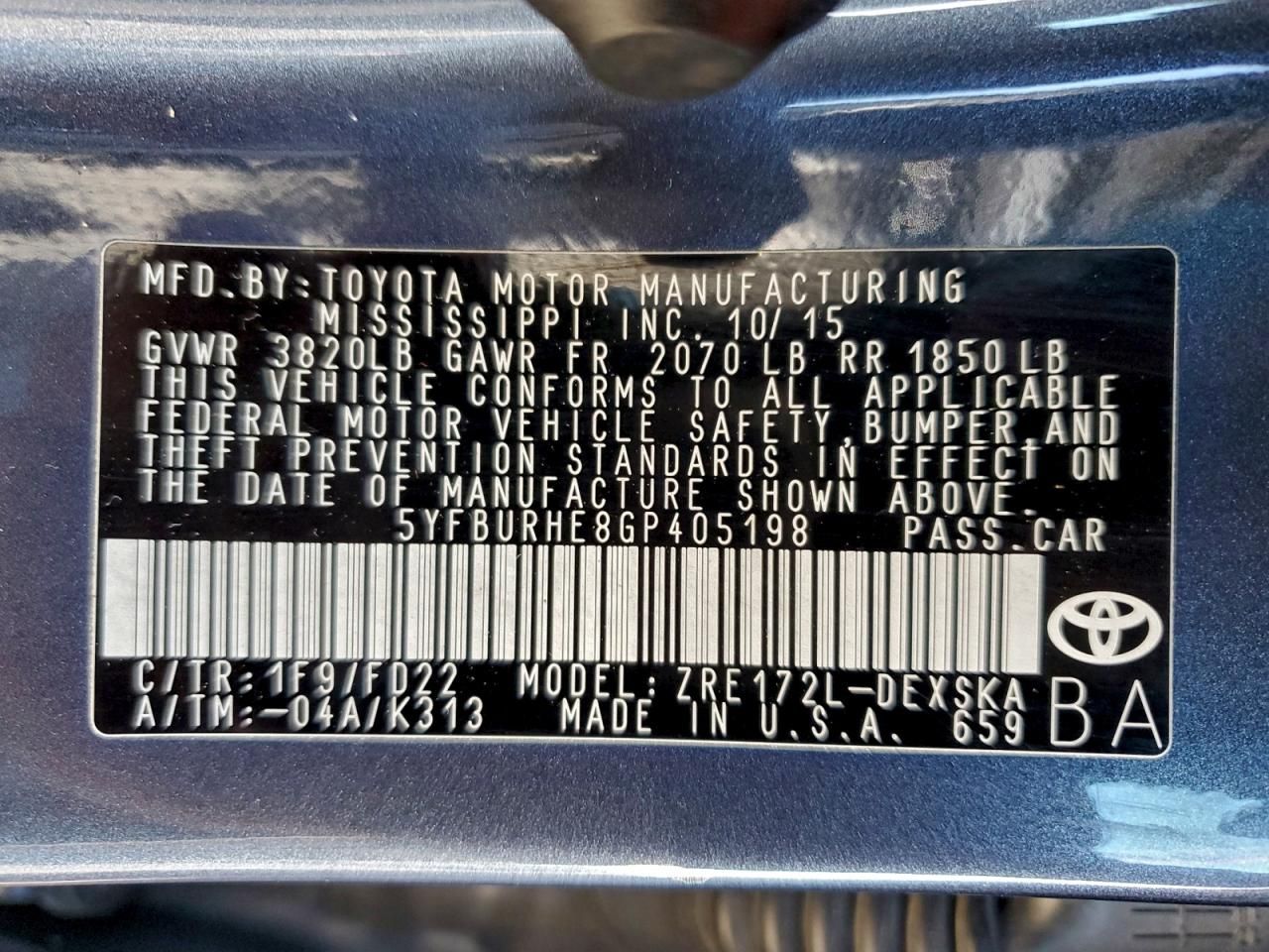 2016 Toyota Corolla l