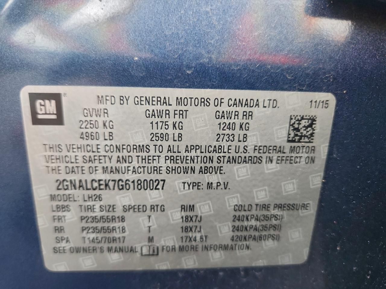 2016 Chevrolet Equinox lt